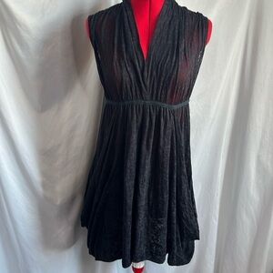 MM100 Alison Sheri sleeveless sheer black dress with waist tie